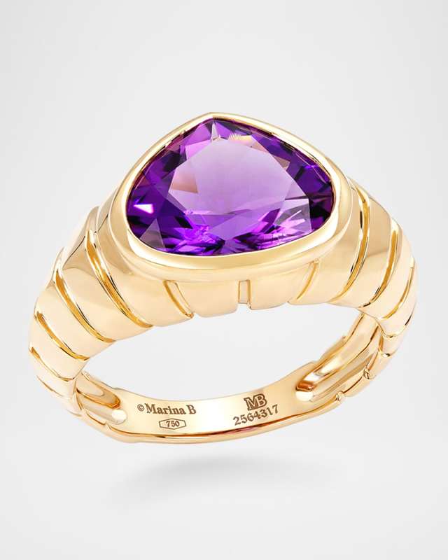 18K Yellow Gold Timo Amethyst Statement Ring, Size